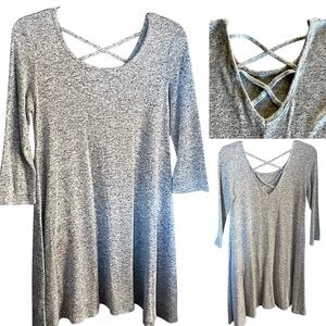 Pinc Swing Dress / Tunic Crisscross Cut Out Back Heathered Gray Women's Size Med